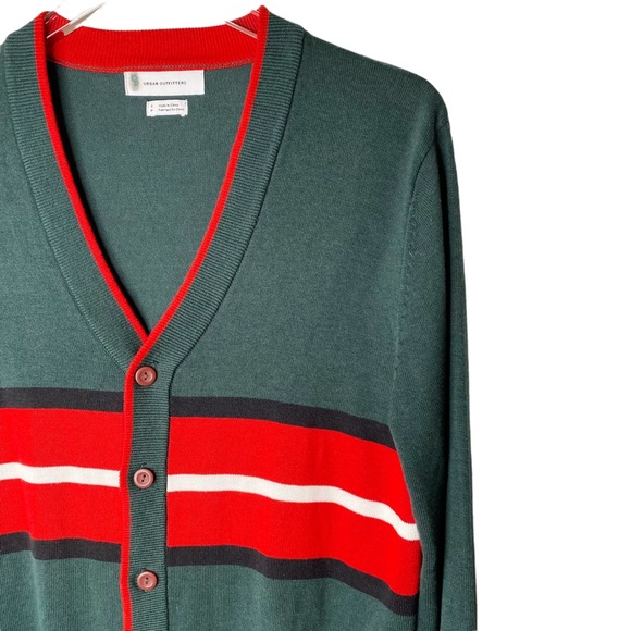 Urban Outfitters Christmas Green Red Holiday Preppy Button Down Sweater Cardigan - Picture 3 of 6